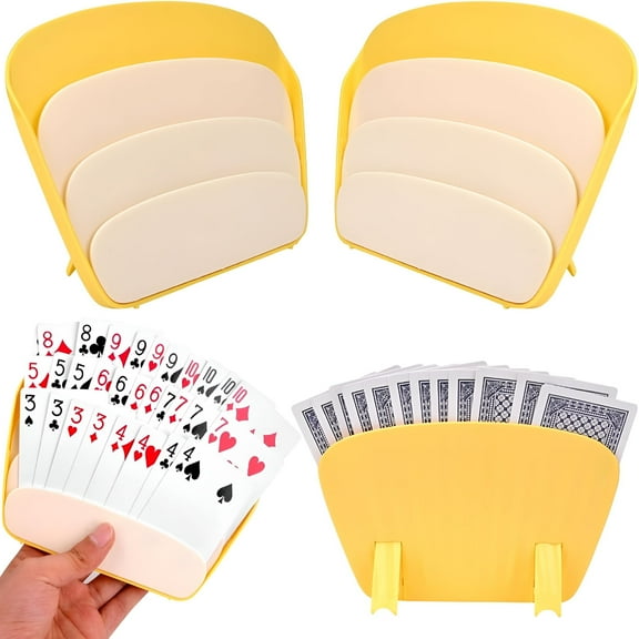 BESTSKY 4PCS Playing Card Holder, Card Game Accessory for Kids Adults, Plastic Little Hands Card Holder for Kids, Poker/Canasta/Bridge/Card Holder for Adults, Senior