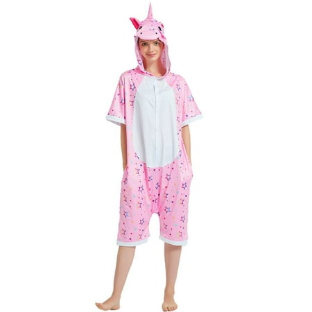 

CoCopeanut Adults Summer Short Sleeve Pajamas Women Silk Sleepwear Girls Unicorn Onesies Cute Animal Cartoon Panda Tiger Pyjamas