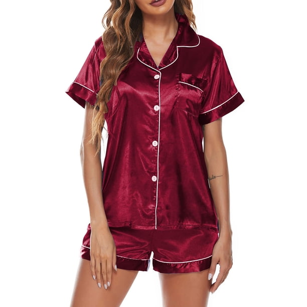 Women Loungewear, Comfortable Fashion Satin Pajamas Women For Household ANGGREK Rojo S