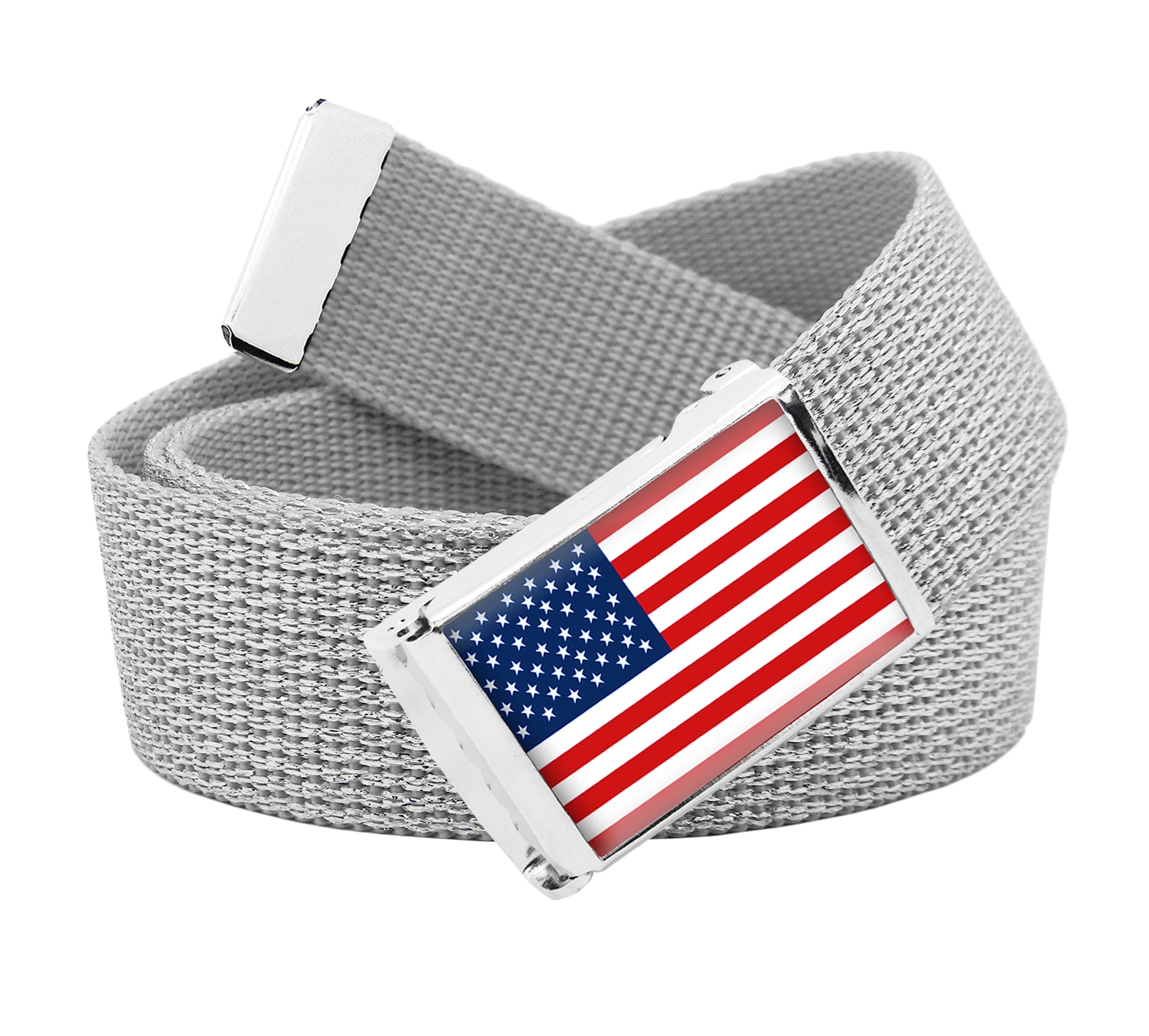 Build A Belt American Flag Flip Top Men's Belt Buckle with Canvas 