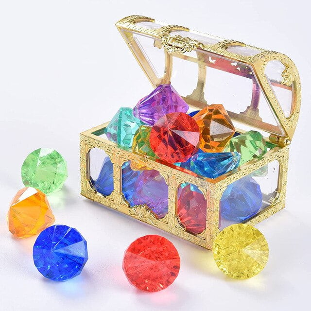 QWZNDZGR Pool Diving Gems Toys Colorful Diamonds Set with Big Treasure ...