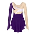 thumbnail image 4 of Kaerm Women's Figure Ice Skating Dress Long Sleeves Gymnastics Leotard Contemporary Lyrical Dress Purple S, 4 of 7