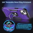thumbnail image 3 of Designed for iPhone 14 Case, Military Grade Protective Phone Case Cover with Enhanced Metal Ring Kickstand [Support Magnet Mount] Compatible with iPhone 14 6.1, Purple, 3 of 5