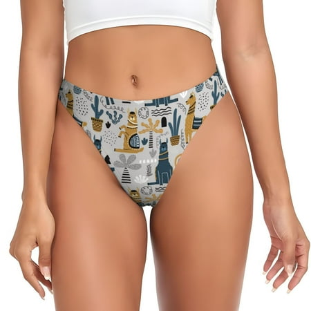 Sigee Llama and Cactus1 for Women s G-String Panty  Low Rise  Soft Lace Perfect for Everyday Wear or Special Occasions-4X-Large