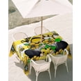 thumbnail image 3 of 60x84 Inch Outdoor Tablecloth with Umbrella Hole Zipper Rectangle Flower Gnomes Rectangular Tablecloths Outside Waterproof Yellow Botanical Floral Striped Star Bee Patio Table Cover for Picnic Party, 3 of 8