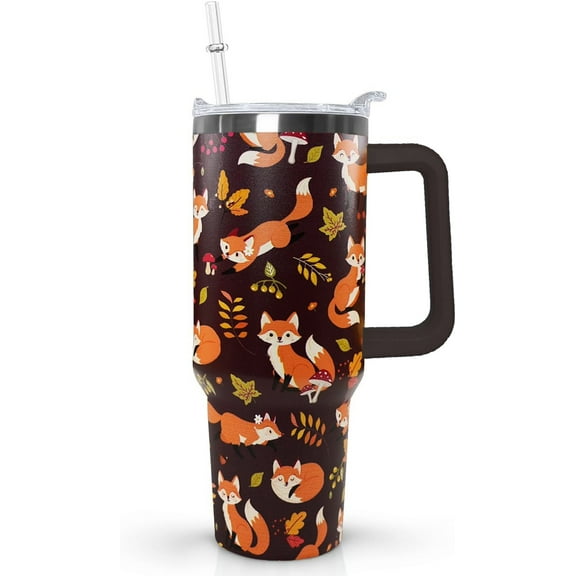 Halloween Dog Ghost 40oz Tumbler Cup with Handle and Straw, Spooky Holiday Gifts for Women Men, Stainless Steel Insulated Water Bottle 1PC