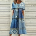 thumbnail image 2 of For Women 2024 Boho Dress Short Sleeve O Neck Pocket Dress Print Short Crewneck Dress Spring Sundress Casual Summer Sundress, 2 of 8