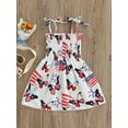 thumbnail image 4 of Gureui Toddler Infant Baby Girls Summer A-line Dress,Tie-up Smocked Butterfly/ Heart/ Star  Stripe Print Spaghetti Strap One-piece, 4 of 8