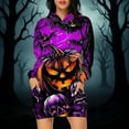 thumbnail image 2 of Taqqpue Halloween Costume Hoodie Dress for Women Fashion Ghost Pumpkin Witch Mini Dresses Long Sleeve Outfit Cosplay Halloween Party Dress with Pockets, 2 of 7