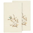 thumbnail image 2 of Authentic Hotel and Spa  Turkish Cotton Blue Bird Embroidered Cream 2-piece Bath Towel Set, 2 of 3