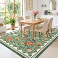 thumbnail image 3 of FairOnly 9'x12'Modern Pastoral Floral Print Machine Washable Area Rug Stain Resistant Low Pile Non Slip Indoor Rug for Living Room Bedroom High Traffic Areas,Green, 3 of 8