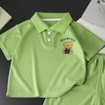 thumbnail image 6 of Quealent Boys' Outfit Sets Henley T Shirts with Short Air Conditioned Clothing Cartoon Printed 2PC Sets for Kid (Green, 9-10 Years), 6 of 6