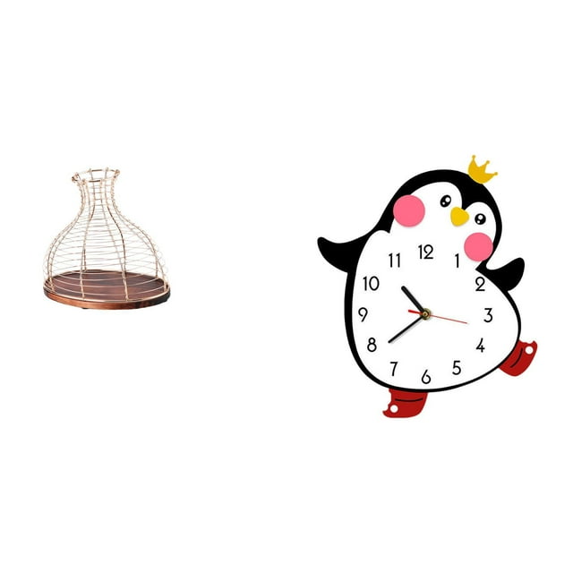 Elegante Soporte Multiusos Para Corchos De Vino Y Reloj De Pared De Madera Con Forma De Pingüino De Dibujos Animados, Práctico Y único Jarrón Decorativo Con Pilas Para La Cocina Y El
