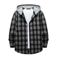 thumbnail image 1 of Men's Plaid Shirt Hooded Button Sweatshirt Men's Casual Fashion SweatshirtM, 1 of 4