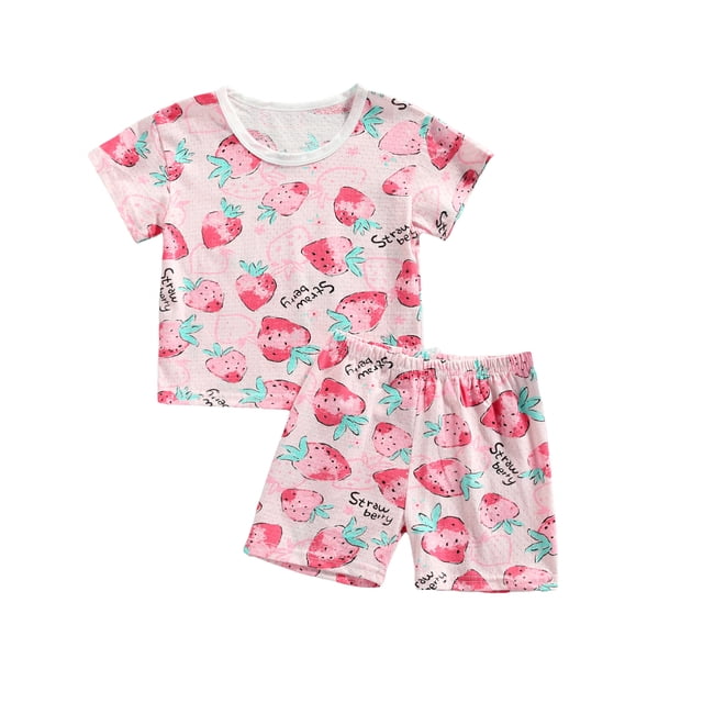 Kmbangi Vêtements de Loisirs pour Tout-Petits Manches Courtes Col Rond Hauts Shorts