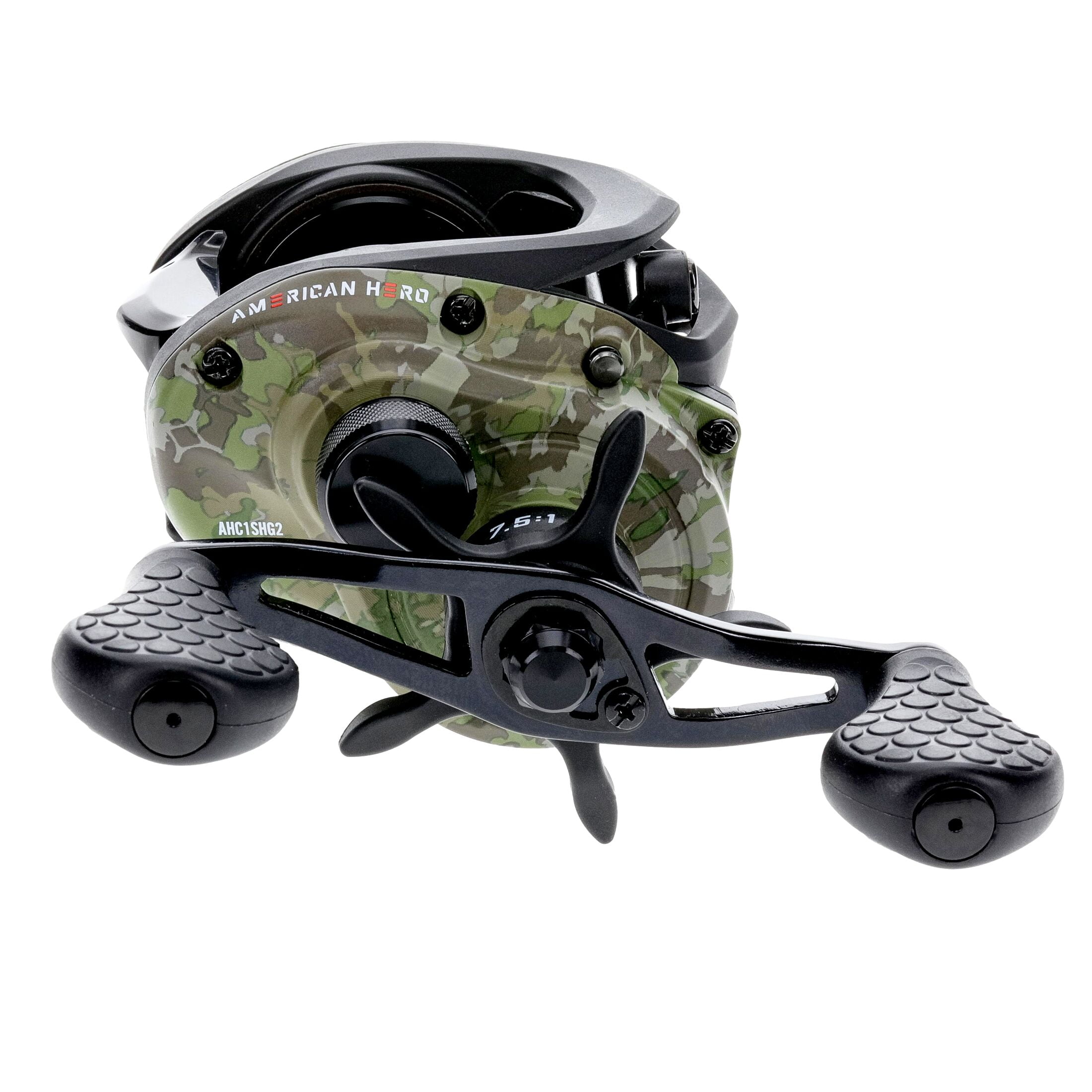 Lew's American Hero Baitcast Fishing Reel, Right-Hand Retrieve, Camo (Clam Package)
