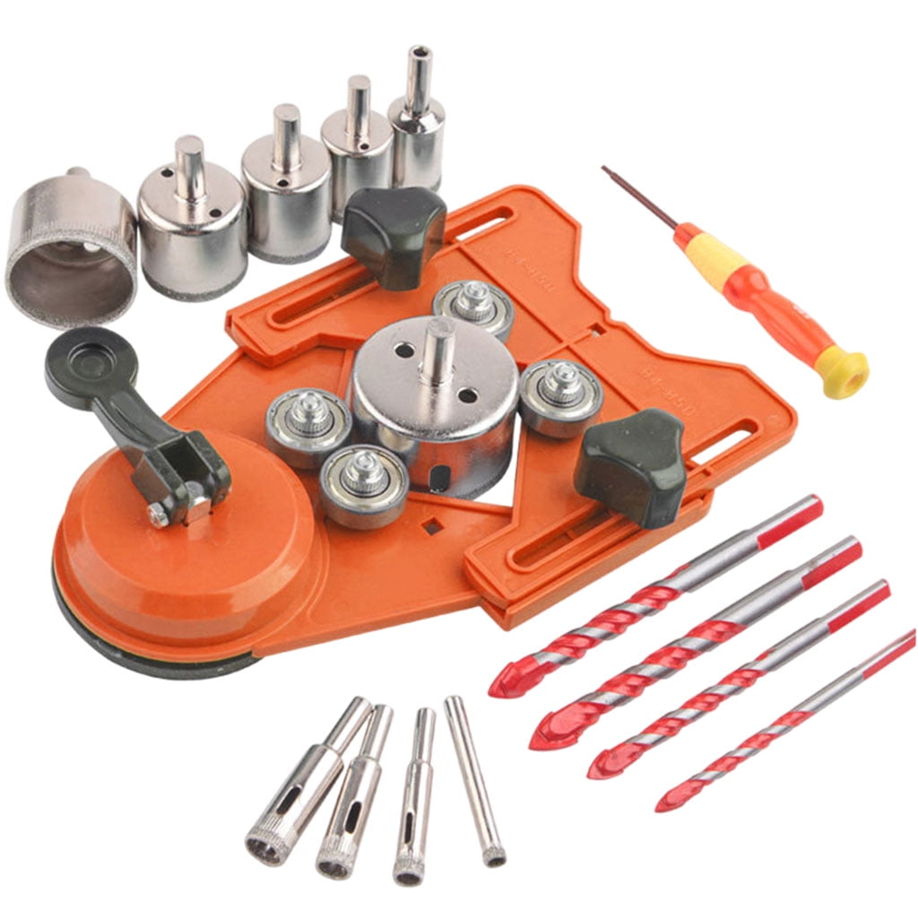 Nishiyuenyi Diamond Drill Bit Set Drill Guide Jig Fixture Locator Construction Tools Hole Saw Drill for Glass Marble Tile Ceramic 6pcs