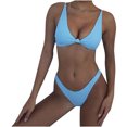 thumbnail image 1 of Conjunto de traje de baño acolchado con realce para mujer, traje de baño sólido con botones sexys Fridja  nalpqowj14720, 1 of 6