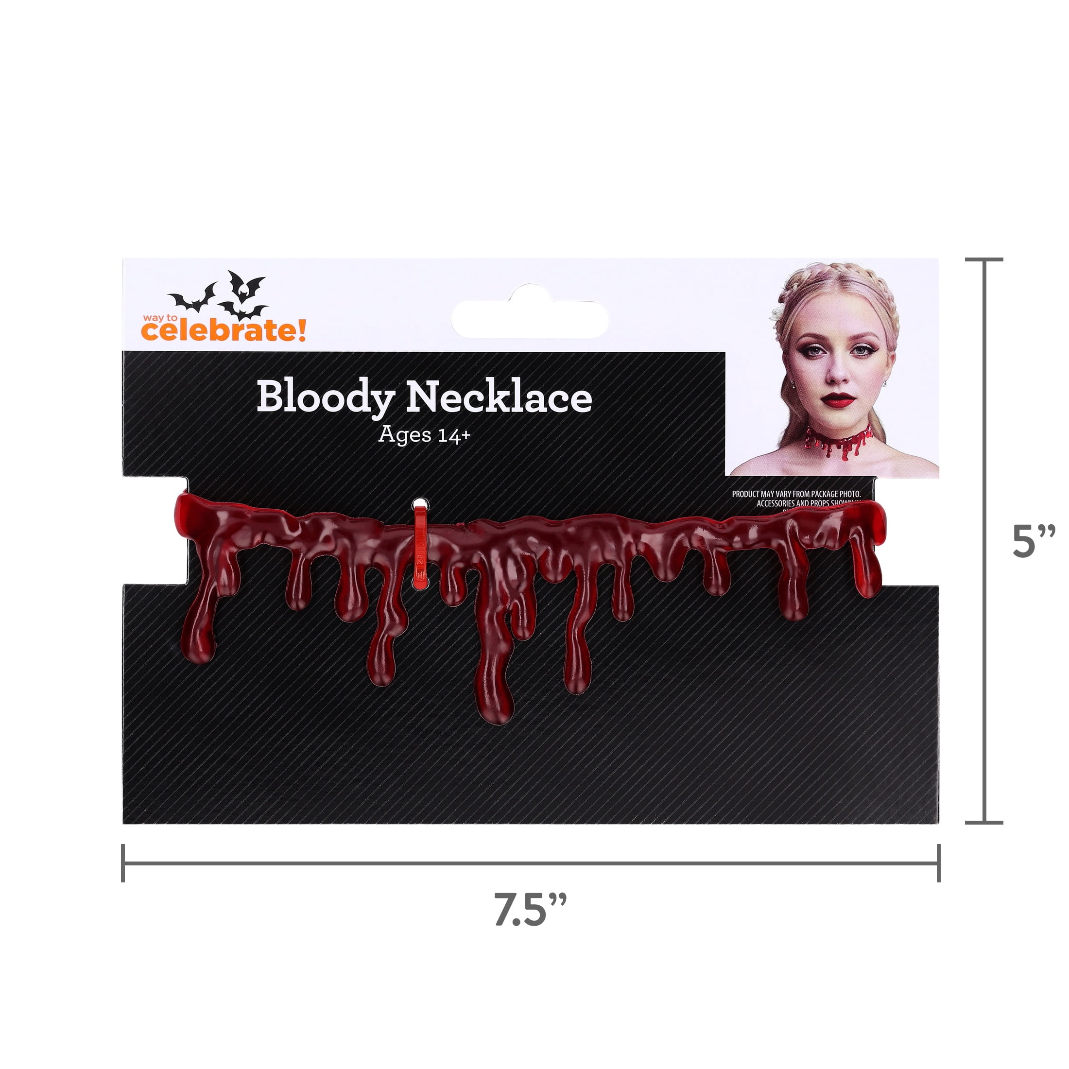 Bloody Necklace Costume Accessory for Adults, Red, Halloween by Way To Celebrate
