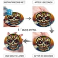 thumbnail image 2 of RYLABLUE Halloween Flowers Skull Skeleton Set of 6 Round Coaster for Drinks, Absorbent Ceramic Stone Coasters Cup Mat with Cork Base for Home Kitchen Room Coffee Table Bar Decor, 2 of 5