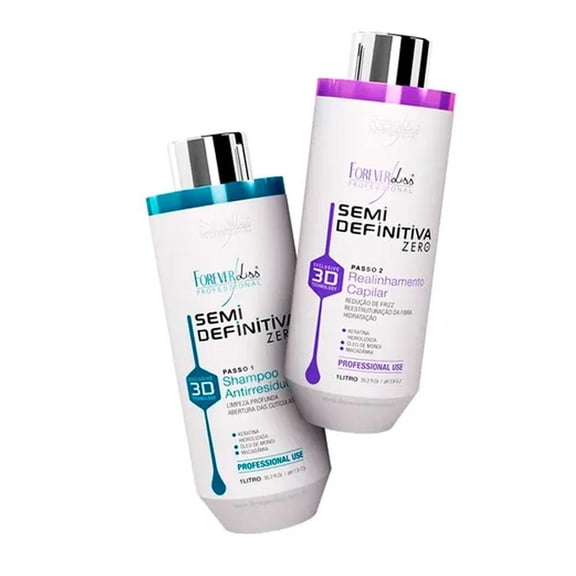Forever Liss Semi Definitive Power 3D 2x1L / 33. 8 fl.oz Formalin Free Brush - Forever Liss | Brazilian Keratin Treatment