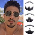 thumbnail image 5 of Cabello humano, cara falsa, barba y bigote, disfraz negro, barba para adultos, hombres, maquillaje realista, encaje, barbas postizas invisibles, 5 of 5