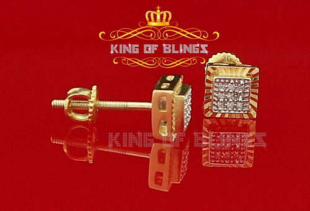 King of Bling's 10K Yellow Real Gold with Real 0.05CT Diamonds Men's/Women's Square Stud Earring