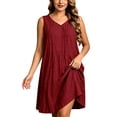 thumbnail image 2 of HongQid Plus Size Dress for Women Textured Sleeveless Shift Dress V Neck Casual Loose Mini Sundress With Pockets For Summer, 2 of 9