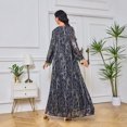 thumbnail image 4 of robe Femme Col en V Ajustée Tissu Estampé à Chaud robe Haut de Gamme (Bleu,TG), 4 of 5