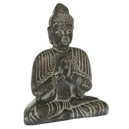 DecMode 13"W, 16.25"H Dolomite Rustic Buddha Sculpture, Multi Colored