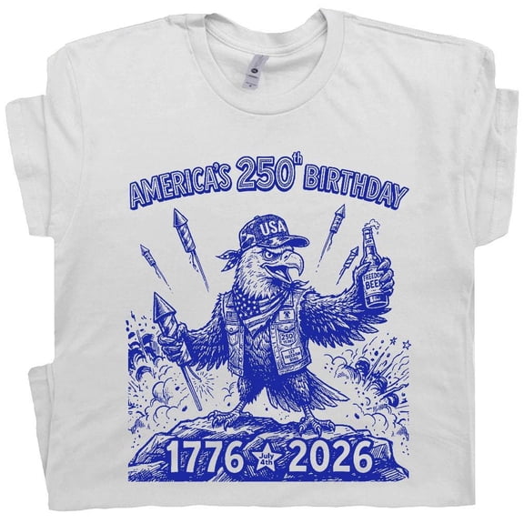 USA 250th Anniversary T Shirt Funny 4th of July Shirt America Semiquincentennial Cool Eagle Graphic Tee for Men Women Guys Merica 1776