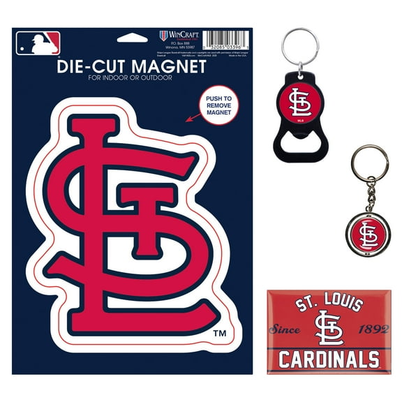 WinCraft St. Louis Cardinals 4-Pack Key Rings and Magnets Set