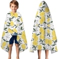 thumbnail image 3 of Yellow Lemon Fruit Leaves White Pattern Hooded Bath Towel，50"x30" for Ages 3 To 12 Kids, Quick Dry Lightweight Soft Microfiber Hood Beach Towel Cover Up for Kids, 3 of 7