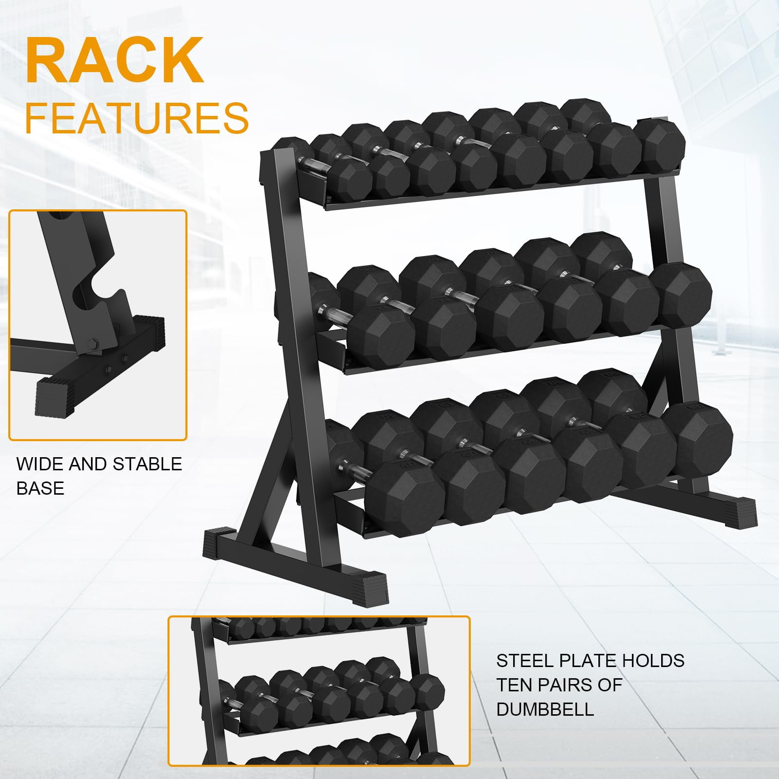 Premium Rubber Coated Hex Dumbbell Weight Set,Multiple Sizes Exercise & Fitness Dumbbells,Multiple Packages,210LB/350LB/450LB/550LB for Muscle Toning, Strength Building & Full Body Workout