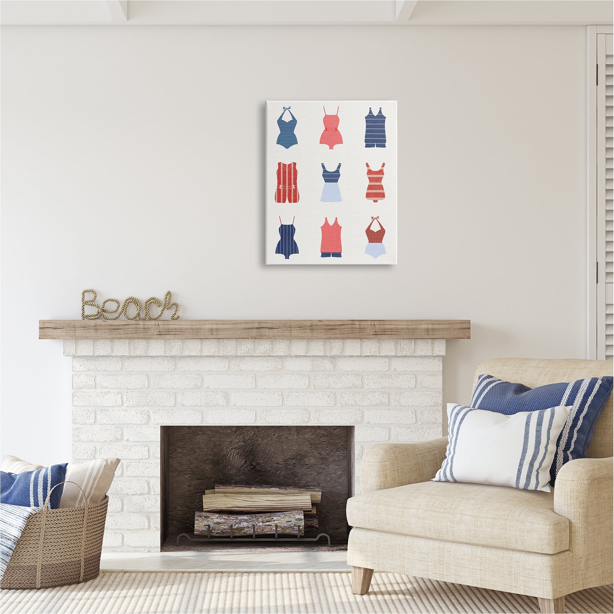 Stupell Industries Vintage Swimwear Fashion Beauty & Fashion Painting Gallery Wrapped Canvas Art Print Wall Art, 24 x 30