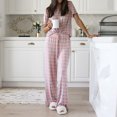 thumbnail image 3 of Ensemble Pyjama Femme Col Rond Manches Courtes Imprimé Motif Élastique Ceinture Pyjamas de Nuit Rose L, 3 of 5