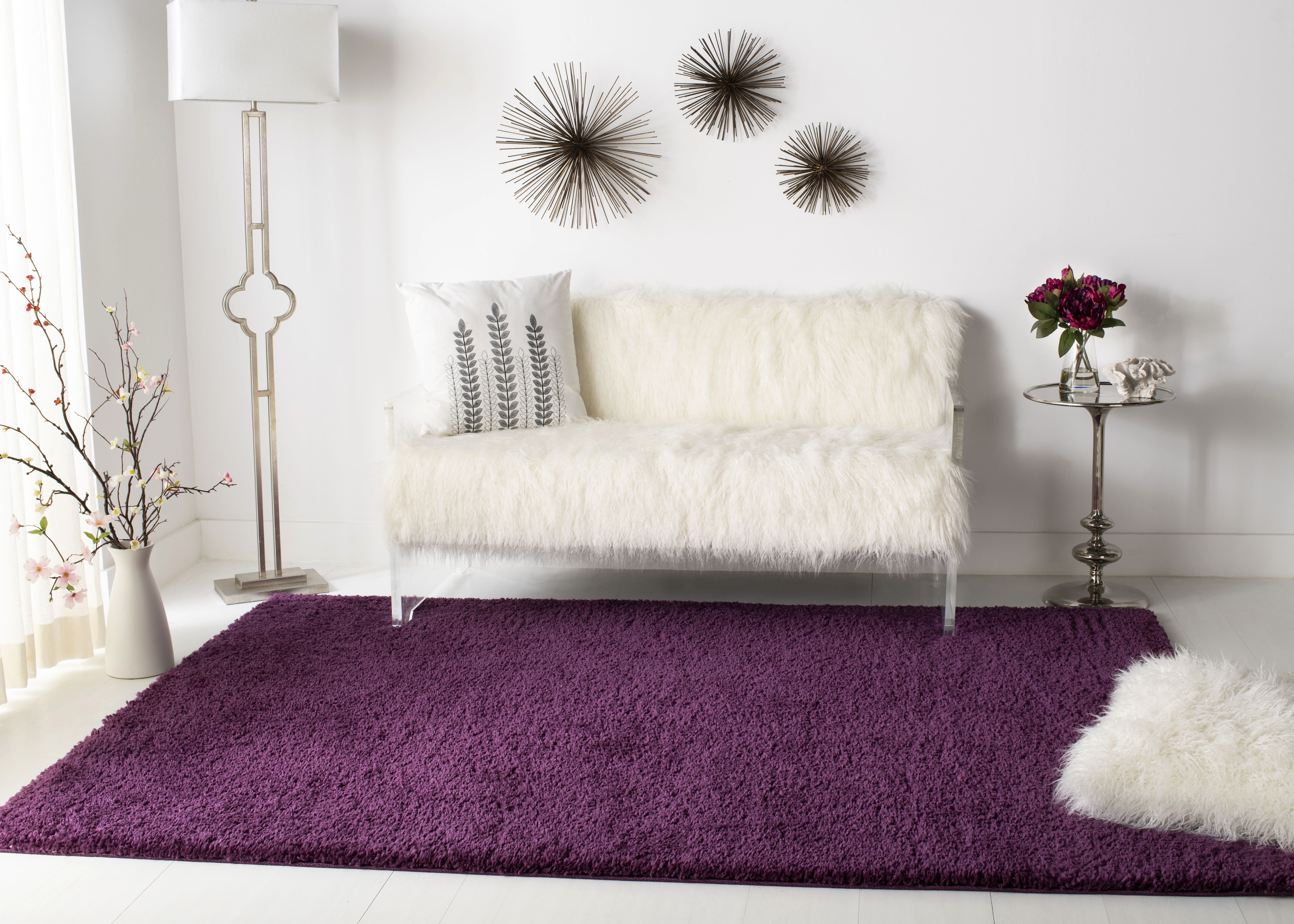 Safavieh August Carlene Solid Plush Shag Area Rug, Purple, 6' x 8'