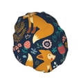 thumbnail image 2 of Easygdp Colorful Fox Shower Caps for Women, Double Waterproof Layers Shower Cap, Quick Drying Bath Hair Cap Reusable, 2 of 9