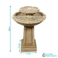 thumbnail image 4 of Sunnydaze Beveled Flower Light Brown Polyresin 2-Tier Birdbath Water Fountain, 4 of 11