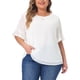 thumbnail image 1 of Blusa de puntos suizos para mujer de tallas grandes Agnes Orinda, camiseta casual de cuello redondo y mangas con volantes 2X blanca, 1 of 8