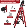 thumbnail image 5 of 3 Step Folding Ladder, 330LBS Capacity Step Stool with Safety Lock, Non-Skid Wide Pedals, and Handrail, Lightweight, Household Ladder for Home, Kitchen, Pantry, Closets, and Office Use, Red, 5 of 11