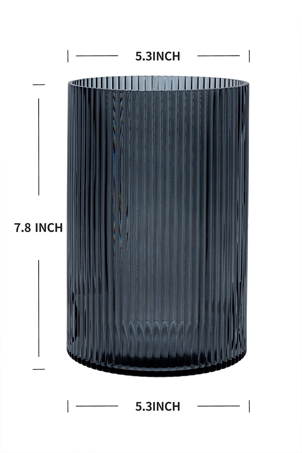 (4 pack) Better Homes & Gardens Smoke Glass Ribbed Hurricane Candleholder, 8", Large