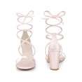 thumbnail image 2 of BLISSFUL STEP Women Lace Up Clear Strap Block Heels Sandals Bling Pink 7, 2 of 6