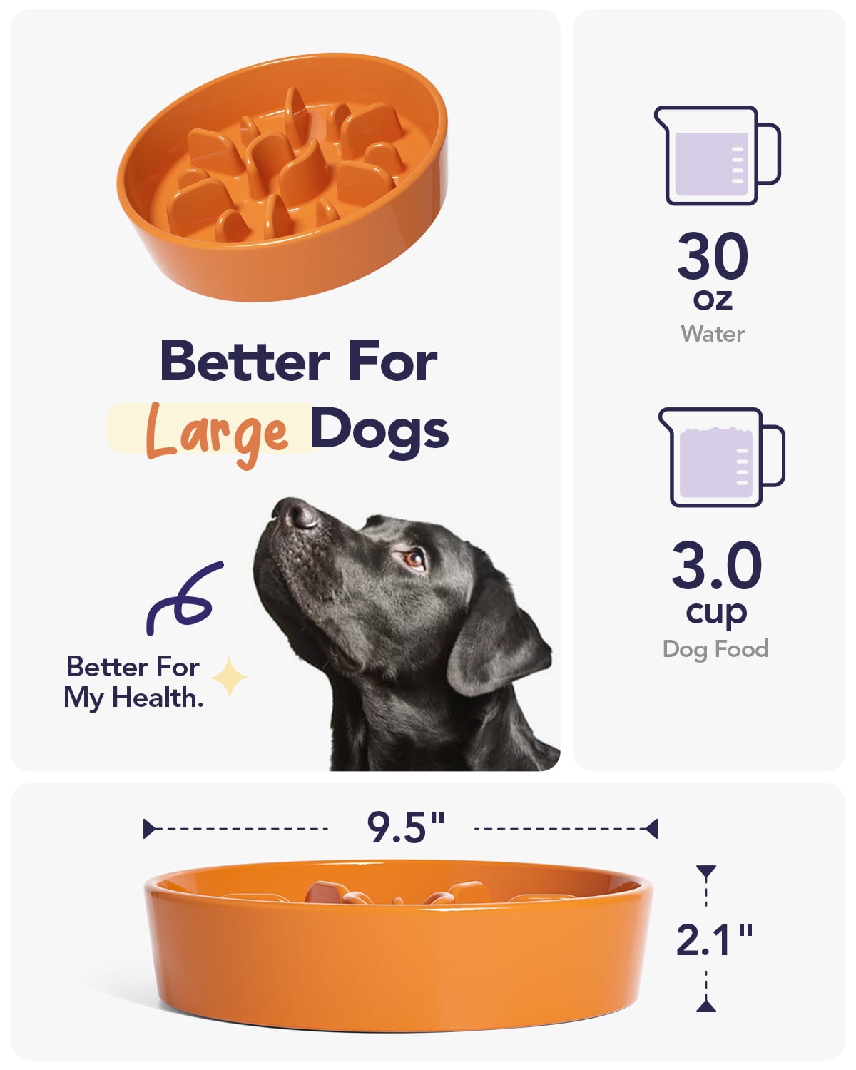 Sted Slow Feeder Dog Bowls Ceramic, 1.5 Cups Slow Feeder Dog Bowls Small  Medium Breed, Dog Food Bowls, Heavy Premium Ceramic Dog Bowls, Help Dog  Slow