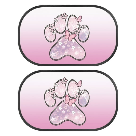 Yuyamidu Dog Paw Car Side Window Sunshade Cherry Blossom Auto Vehicle Sunshades 2 Pcs Pink Car Rear Window Sun Visor Protector Block UV Rays Sun Protection Window Covers