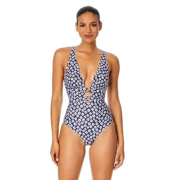 Anne Cole womens Double Ring Plunge Front One-Piece, 8