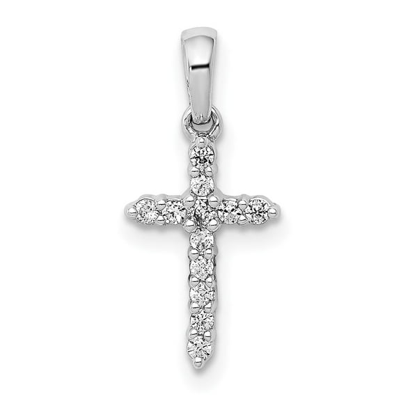 14k White Gold 1/10 carat Lab Grown Diamond VS/SI  G  Cross Pendant
