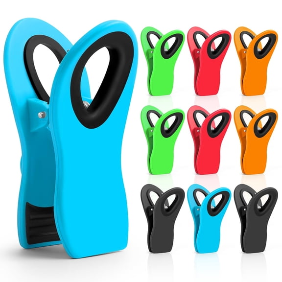 12 Pack Magnetic Bag Clips for Food Storage, Heavy Duty Plastic Chip Clips for Snacks, Chips, Kitchen, Refrigerator, Sewing, Fabric, Clothes Pins, Blue