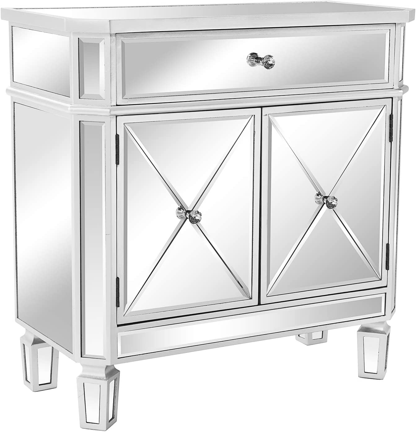 VINGLI Mirrored Mirrored Dresser Accent Chest Large Nightstand