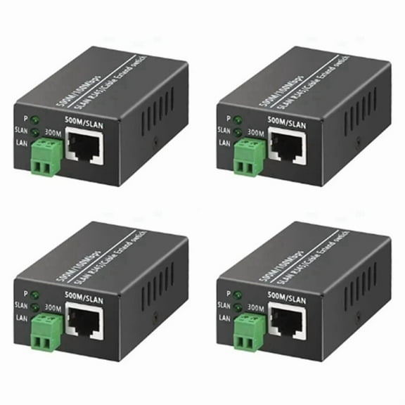 4Pcs Ethernet IP Extender over Coax HD Network Kit EoC Coaxial Cable Transmission Extender for Security CCTV Cameras(A)